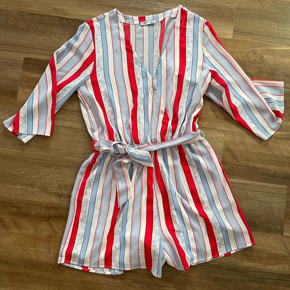 Striped Red and Blue Jumpsuit